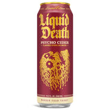 Liquid Death, Psycho Cider Sparkling Water, Apple Cider Flavored Sparkling Beverage Sweetened With Real Agave, Low Calorie & Low Sugar, 8-Pack (King Size 19.2oz Cans)