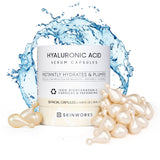 SKINWORKS Hyaluronic Acid Serum for Face, Anti Aging Serum for Fine Lines & Wrinkles, Hydrating Glow Serum, Face Moisturizer Plump & Repair Dry Skin, Unscented, 7 Capsules