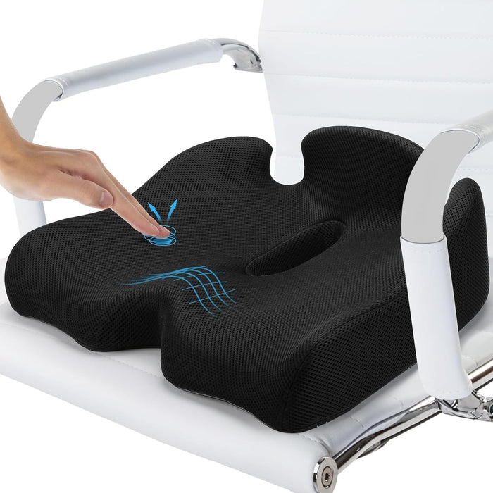 Anqulith X Large Seat Cushion - Office Chair Cushion for Long Sitting - Memory Foam Chair Pad Cushion for Tailbone, and Low Back Pain Relief - Non-Slip Seat Cushions for Office Chairs, Desk Chair