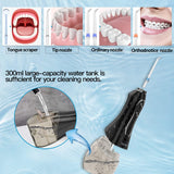 TEBIKIN Portable Cordless Water Dental Flosser, 5 Modes 5 Jet Tips Oral Water Flossers for Teeth Cleaning, IPX7 Waterproof 2500mAh Rechargeable 300ml Water Tank for Family Travel