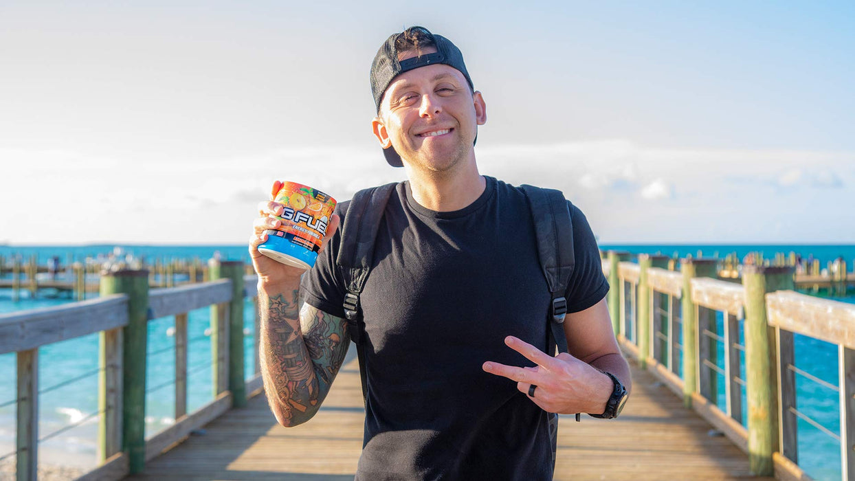 G Fuel Roman Atwood Energy Powder, Sugar Free, Clean Caffeine Focus Supplement, Water Mix, Orange, Coconut & Pineapple Flavor, Focus Amino, Vitamin + Antioxidants Blend - 9.8 oz (40 Servings)