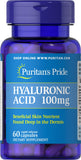 Puritans Pride Hyaluronic Acid 100 mg Capsules, 60 Count