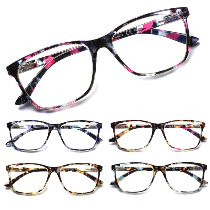 SIGVAN Ladies Reading Glasses Blue Light Blocking Spring Hinge Fashion Pattern Print Eyeglasses for Women (multicolour, 1.25)