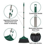 4 PCS Heavy Duty Broom Outdoor/Indoor Commercial Broom with 61" Long Handle,Perfect for Home Garage Kitchen Office Lobby Room Floor,Black and Green