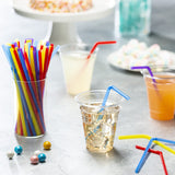 Comfy Package [Case of 10,000] Flexible Plastic Drinking Straws - Disposable Swizzle Sticks - 7.75" High - Assorted Colors