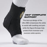 Ultra 360® Lace-Up Adjustable Ankle Brace – For Ankle Stabilization, Adjustable Compression