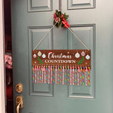 Christmas Countdown Wooden Advent Calendar(17”x5.5”), Candy Canes Days Until Xmas Wall Calendar with Snowflakes Christmas Balls Mistletoe, Christmas Number Date Decorations for Xmas Party Party