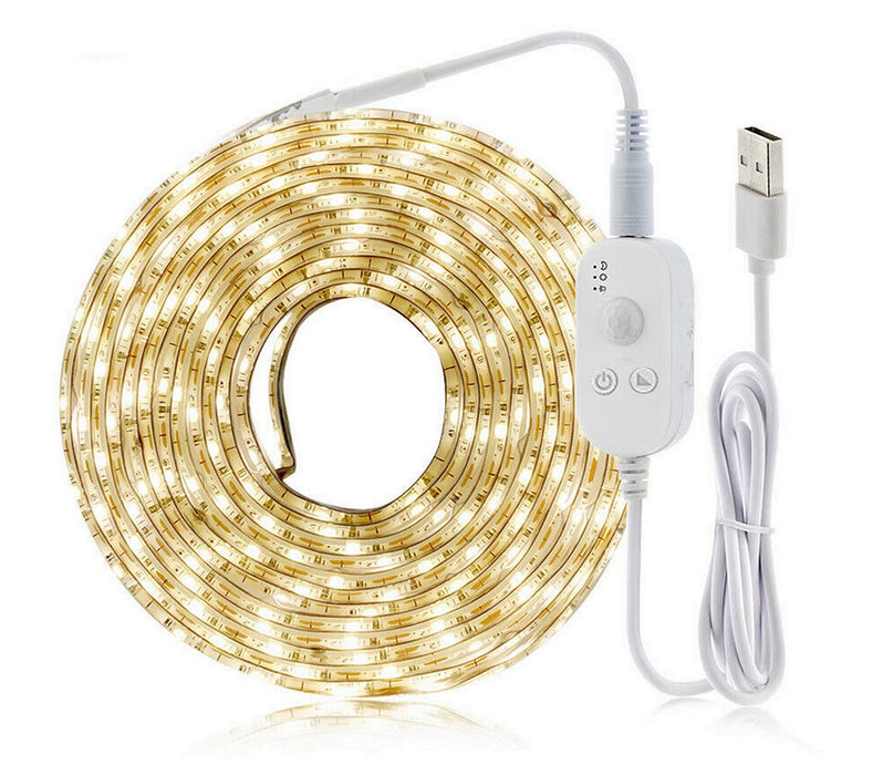 AUSUKY USB PIR Motion Sensor Led Light Strip Cabinet Kitchen Closet Lamp Bulbs DC 5V (Cool White,1M)