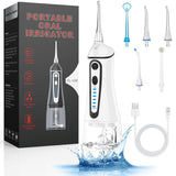 Cordless Water Flosser for Teeth Rechargeable - FZCOK 7 Clean Settings Oral Irrigator Dental Flosser for Braces Adults Teeth Cleaning Portable with Long Battery Life, Waterproof (White)