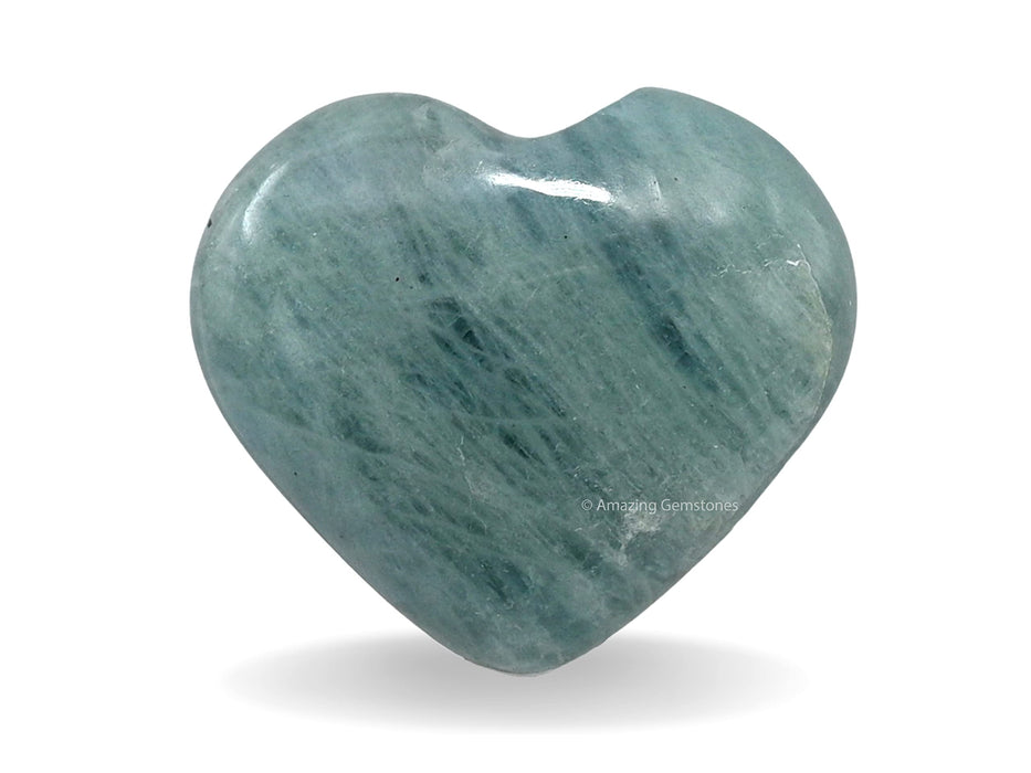 Aquamarine Crystal Heart Palm Stone - Pocket Massage Worry Stone for Natural Body Chakra Balancing, Reiki Healing and Crystal Grid