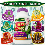 Hippie Farms Liver Cleanse Support Supplement w Milk Thistle - Nature's Secret Agent Blend - 60 Vegan Capsules