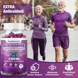 Healtionist 3000mg Glucosamine Chondroitin Gummies with MSM & Elderberry - Extra Strength Joint Health, Flexibility, Antioxidant Immune Support Supplement Gummy for Adults, Men & Women 60 Counts