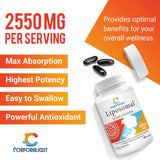 2550mg Liposomal Glutathione Softgel, Highest Absorption, Glutathione Supplement Gluten Free, Reduced Glutathione, Made in the USA, Master Antioxidant for Aging Defense, Immune System, 480 Softgels