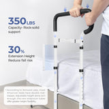 NIMOOD C3 PRO Bed Rails for Elderly Adults Safety with Extension Legs, Direct Uneven Ground, Adjustable Heights Bed Cane with Non-Slip Ergonomic Handle, Motion Light Avoid Seniors Bedside Fall, White