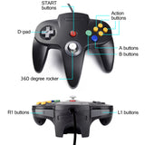 kiwitatá Classic N64 Controller, Retro N64 Remote Wired Game Pad Joystick Controller for N64-Console Video System Black