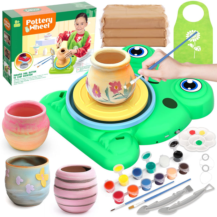 Pottery Wheel for Kids, Pottery Painting Craft Kit Sensory Toy Gift Girl 6+