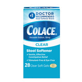 Fleet Laxative Saline Enema, 7.8 Fl Oz (Pack of 6) & Colace Clear Stool Softener Soft Gel Capsules Constipation Relief 50mg Docusate Sodium Doctor Recommended 28ct Bundle