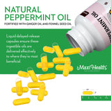 Maxi Health - Peppermint Oil with Ginger & Fennel Delayed Release Capsules - Digestion & Absorption Ingestible Dietary Supplement with Natural Essential Oil Ingredients - Digestive Health Support