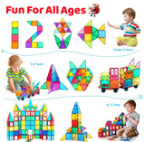 NVHH 100PCS Magnetic Tiles Blocks for Kids Ages 3-5 4-8,STEM Learning Educational Preschool Magnet Building Toys for Toddlers 1-3,Christmas Birthday Gifts Toys for 3 4 5 6 7 8+ Year Old Boys Girls