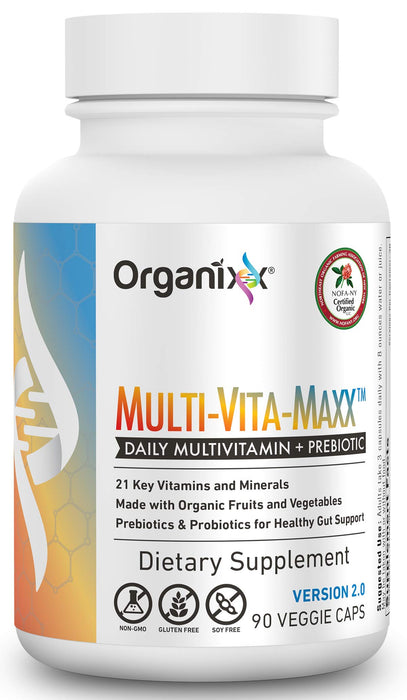 Organixx Multi-Vita-Maxx Whole Food Multivitamin Vegan Fermented Vitamin Supplement with Organic Fruits and Veggies, Digestive Health and Immune Support, Maximum Bioavailability, 90 Gel Capsules