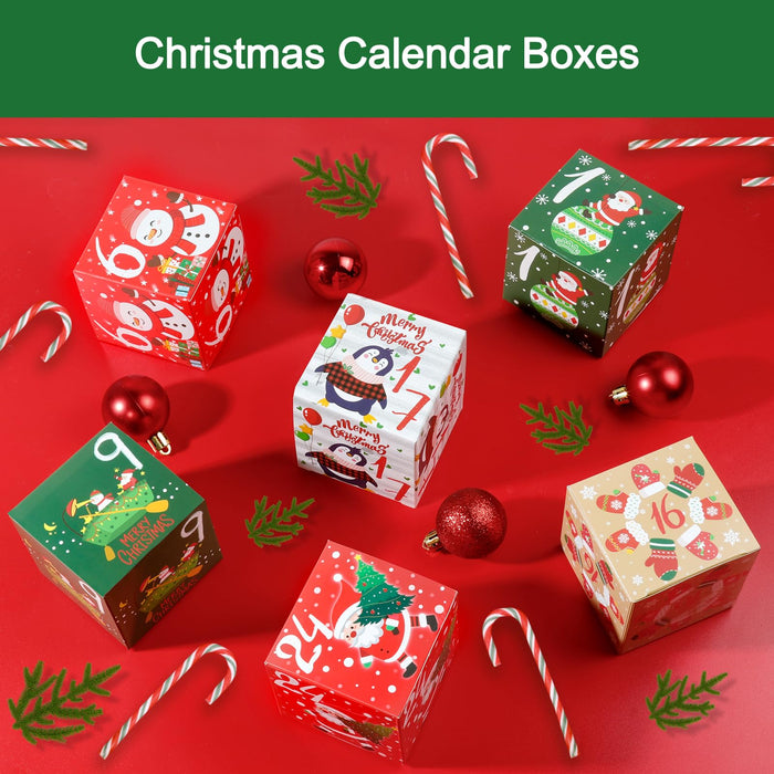 ONESING 24 Pcs DIY Christmas Advent Calendar Boxes for 2024, 24 Days Countdown Calendar Gift for Adults and Kids Christmas Cardboard Number Boxes Make & Fill Your Own Advent Calendar Boxes