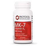 Protocol MK-7 Vitamin K2 160mcg - Vit K Supplement - MK-7 Vitamin K2 Life Balance - Supports Bone Health & Vascular Elasticity* - Non-GMO & Vegan - 60 Tablets