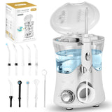 ROSPEC Water Flosser for Teeth, 10 Pressure Levels Water Teeth Cleaner with 10 Tips, Electric Oral Irrigator for Teeth, Gums, Braces, Dental Care (White)