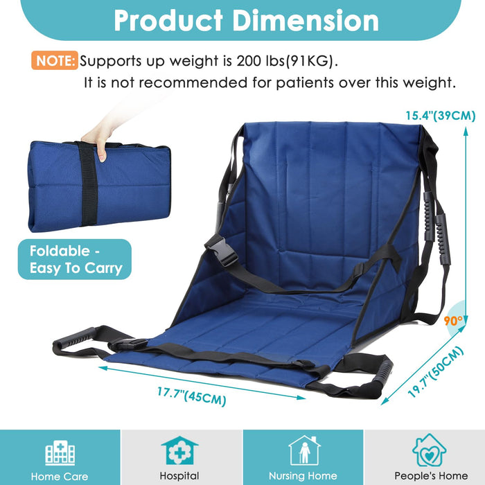 Patient Lift Stair Slide Board Transfer Emergency Evacuation Chair Wheelchair Belt Safety Full Body Medical Lifting Sling Sliding Transferring Disc Use for Seniors,handicap (Blue - 4 Handles)