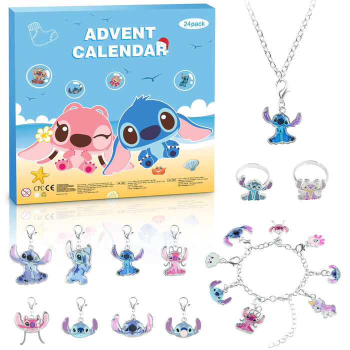 Christmas Advent Calendar 2024 for Girls Boys with 24 Days Unique Gift Countdown Calendar Blind Box DIY Creative Charm Pendant Bracelet Necklace Daughter Granddaughter niece