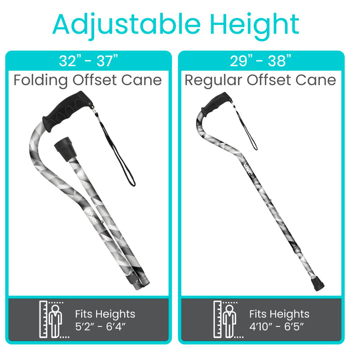 Vive Walking Cane for Women, Men, Elderly - Patented Offset Grip - Lightweight Adjustable Walking Aid with a Non-Slip Tip - Sturdy Balancing Mobility Aid for Seniors