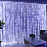 HXWEIYE 300LED White Fairy Curtain Lights for Bedroom, 3mx3m 8 Modes USB Plug in Window Christmas Led String Hanging Lights with Remote for Backdrop Wedding Party Home Garden Outdoor Indoor