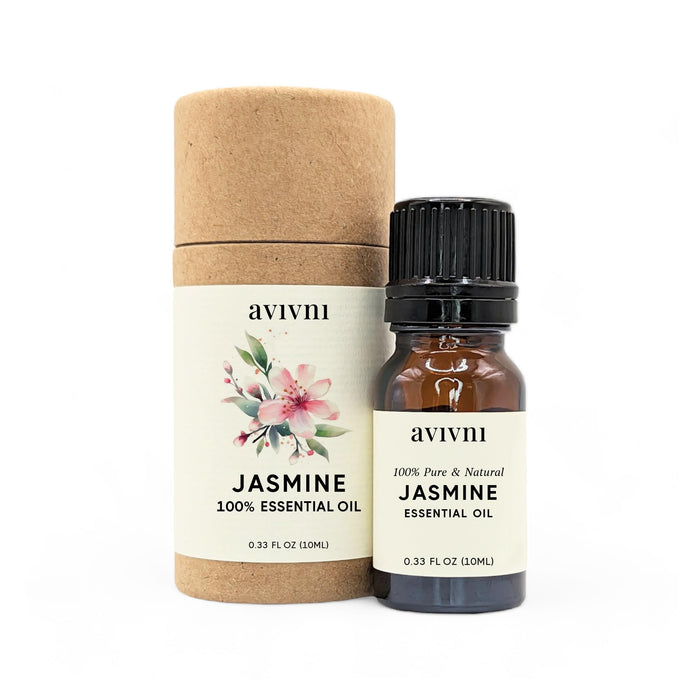 Avivni Jasmine Essential Oil - 100% Pure & Natural, Organic, Undiluted for Aromatherapy, Skin, Hair, Diffuser (0.33oz - 10ml)