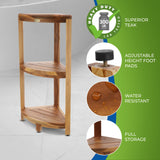 EcoDecors, Snazzy Corner, Teak Corner Shower Shelf, Shower Stand Corner, Corner Shelf for Shower, Teak Shower Stool, Teak Shower Caddy, Teak Shower Shelves, 2 Tier