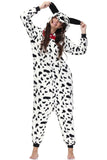 Clarisbelle Women Party Wear Halloween Adult Dalmatian Animal Onesies Sleepwear Zipper Flannel Plush Pajamas XL