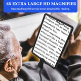 HQGZQL 6X Rechargeable Magnifying Glass with 50 LEDs Light Large Hands-Free Magnifying Glasses with Flexible Gooseneck Full Book Page Magnifier Perfect for Reading, Repair, Sewing Low Vision Seniors