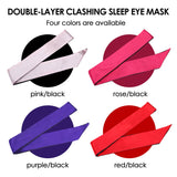 FRESHME 2pcs Silk Bundle Satin Sleep Mask Eye Mask Blindfold - Blockout Light Soft Adjustable Blind Cover Eye Mask, Valentine's Day Gift Double Sides Rose Red & Black+Black 2pc Set