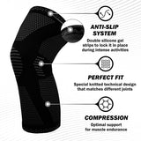 POWERLIX Knee Compression Sleeve (Pair) - Best Knee Brace for Knee Pain for Men & Women – Knee Support for Running, Basketball, Volleyball, Weightlifting, Gym, Workout, Sports - (Black M)