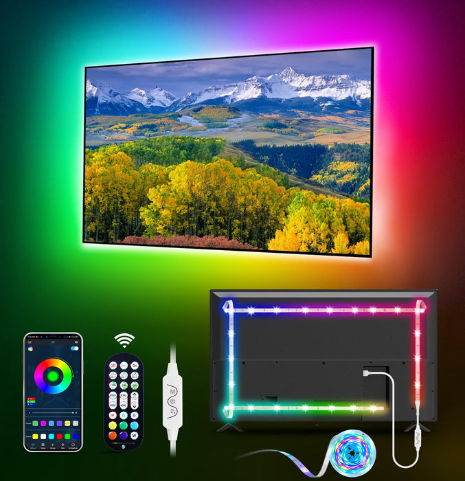 MATICOD LED Lights for TV Led Backlight, 16.4ft RGB Led Strip Lights for TV Lights Behind, USB Led Light Strip for 55-70in TV, Bluetooth APP Control Music Sync Strip Lighting for Christmas Decorations