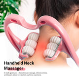 ZAYUU Neck Massager for Pain Relief Deep Tissue: 6-Ball Handheld Massager for Neck, Back, and Shoulder - Achieve Elevated Well-Being with Customized Relief for Shoulders, Legs - Pink