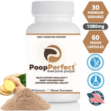 PoopPerfect Digestive Support Capsules 1080mg Premium Psyllium Fiber Supplement for Digestion & Regularity Slippery Elm Bark, Aloe Vera, Supports Gut Health & GI