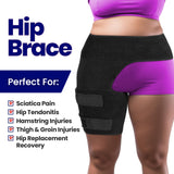 Plus Size Hip Brace Thigh Compression Sleeve | Hip Sciatica Pain Relief Device Brace | Hamstring & Groin Compression Sleeve Wrap | Sciatic Nerve Relief | Hip Support Brace for Women & Men | LG / LEFT