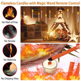 Besight Floating Candles with Wand Remote, 20pcs Flameless Taper Candles Christmas Decorations, Battery Operated Hanging Flickering LED Window Taper Candles for Christmas Wedding Party Decor