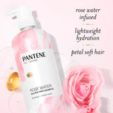 Pantene Sulfate Free Rose Water Shampoo, Soothes, Replenishes Hydration, Safe for Color Treated Hair, Nutrient Infused with Vitamin B5 and Antioxidants, Pro-V Blends, 30.0 oz