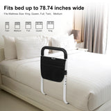 Bed Rails for Elderly Adults, Adjustable Bed Assist Bar for Seniors, Medical Bed Safety Rail with Storage Bag and Fixing Strap, Portable Bed Cane Fit King, Queen, Full, Twin, Medium, Black