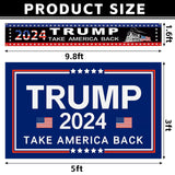 Trump 2024 Flag 3 x 5 FT & 1.6 x 9.8 FT Trump Flag Set for Indoor and Outdoor Banner Flags - 2024 Take America Back Colored Pattern Trump Flag (2pcs)