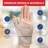 Doctor Developed Thumb Brace for Arthritis/Thumb Splint/Thumb Support for Men & Women - Trigger Thumb Spica Splint - Thumb Splint for Right Hand/Left- FDA Medical Device & Handbook (Nude, Pair)