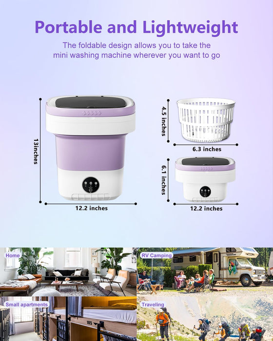 15L Portable Washing Machine, Foldable Small Washer with Spin Basket Laundry Machine, 3 Cleaning Modes Suitable for Underwear Baby Small Clothes, Foldable Design Ideal for Hotel Camping Apartment Home