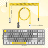 A.JAZZ AK873 Wired 87 Key TKL Retro Color Mechanical Gaming Keyboard with Rainbow Backlit Hot-swap Linear Red Switch NKRO Gasket Custom Coiled Aviator C to A Cable for Win/PC/Mac Gamer(Gray Yellow)