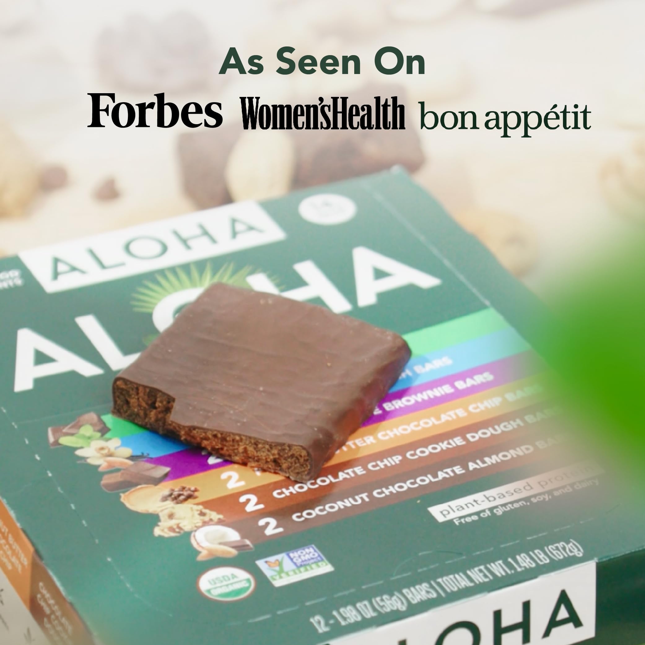 ALOHA Organic Plant Based Protein Bars 6 Flavor Variety Pack 12 Co