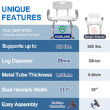 HOMLAND Shower Chair for Inside Shower with Arms, 500 lbs Heavy Duty Shower Seat for Bathtub, Height Adjustable Safety Bath Seat for Elderly, Adults, Handicap and Disabled